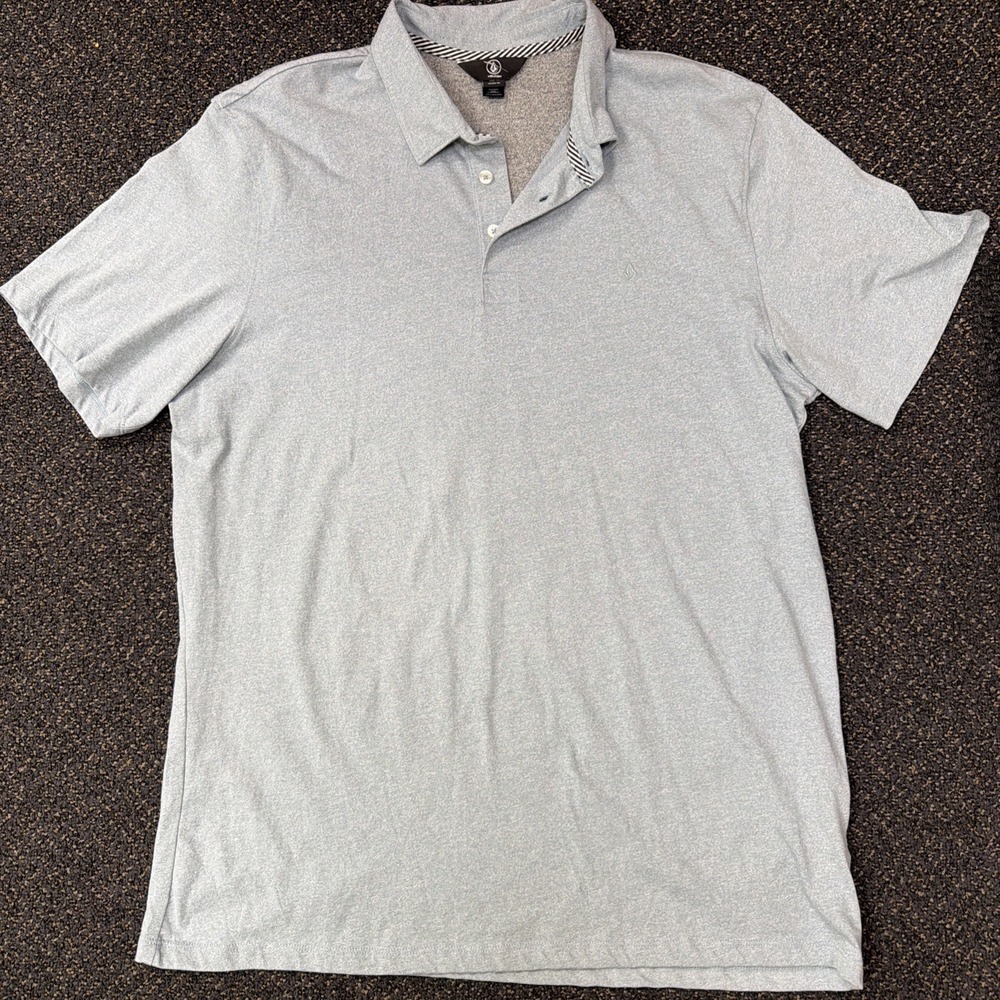 Volcom Polo Black Banger Short Sleeve Polo Men's Size XL Light Green